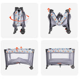 Portable Baby Play Yard with Removable Bassinet and Changing Table, Grey - LIVINGbasics™ Bedside Sleeper for Baby, Playpen, Easy Folding Portable Crib (Grey)