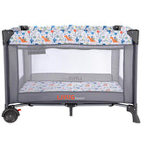 Aire de jeu portable pour bébé avec couffin amovible et table à langer, gris - LIVINGbasics™ Lit de chevet pour bébé, parc, berceau portable facile à plier (gris)