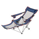 Backpacking Reclining Lounging Camping Folding Chair with Headrest and Footrest - LIVINGbasics™ - Blue