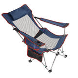 Backpacking Reclining Lounging Camping Folding Chair with Headrest and Footrest - LIVINGbasics™ - Blue