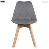 Fabric Kitchen & Dining Chairs with Wooden Legs, Gray - Moustache® , 2/Pack