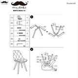 Fabric Kitchen & Dining Chairs with Wooden Legs, Gray - Moustache® , 2/Pack