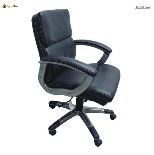 TygerClaw Stylish Mid Back Leather Office Chair, Black