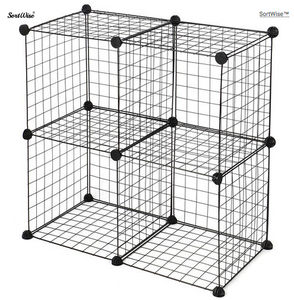 Multi Use DIY 4 Cube Wire Grid Shelves Organizer - SortWise™