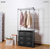 Closet Storage Organizer Garment rack with 6 Drawers and 3 Overhead Bar for Hanging Clothes
