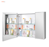 Armoire à pharmacie de salle de bains en aluminium, armoire murale à double porte avec miroir 