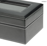 Boîte à montres pour hommes, étui de rangement pour montre en cuir PU noir, style vintage, 6 grilles - SortWise™ 