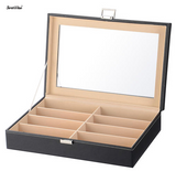 8 Slot Sunglass Organizer, PU Leather Eyeglasses Collector Display Case Storage Box - SortWise™