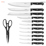 14-Piece Stainless Steel Kitchen Knife Set FDA Certified With Wooden Stand