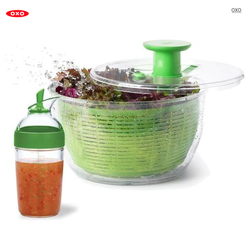 Ensemble de préparation de salade, essoreuse à salade (capacité de 5 pintes / 4,7 L) et shaker à vinaigrette (1 tasse / 250 ml) - OXO