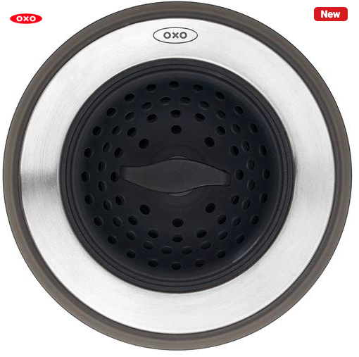 OXO Good Grips 2-in-1 Sink Strainer Stopper,Black,Sink Strainer with Stopper