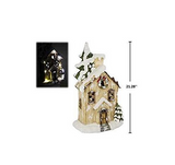 LED House wIth Snow & Christmas Wreath, 12.6''x7.9''x21.28''