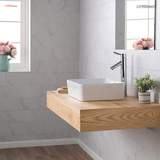 Lavabo de salle de bain rectangulaire en céramique blanche, lavabo artistique, 19 "x 15" 