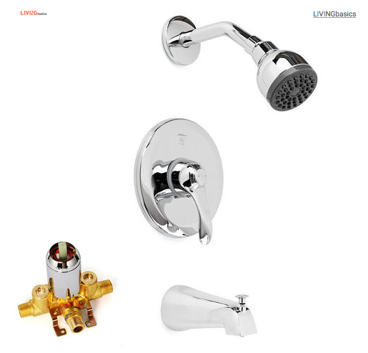 Bathroom Wall Mounted Rainfall Shower Faucet Set, with Pressure Balance Valve