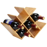 Tabletop Wine Rack Storage Organizer Butterfly Shaped 8-bottles Natural Bamboo - SortWise™