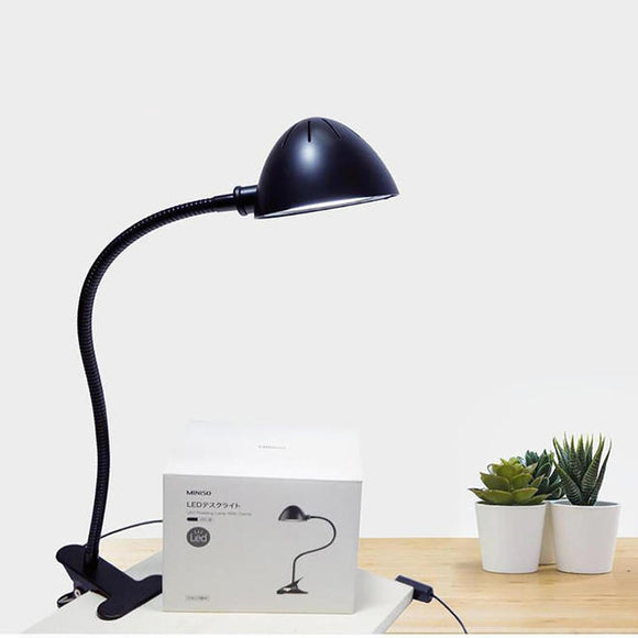 Lampe de bureau LED MINISO avec pince, col de cygne flexible extra-long, noir