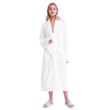 Unisex Cozy Bathrobe,100% Terry Cotton Soft Spa Robe, White - LIVINGbasics™ - Small/Medium