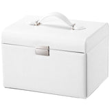 Faux Leather Jewelry Box Organizer, Vintage Gift Case, White - SortWise™