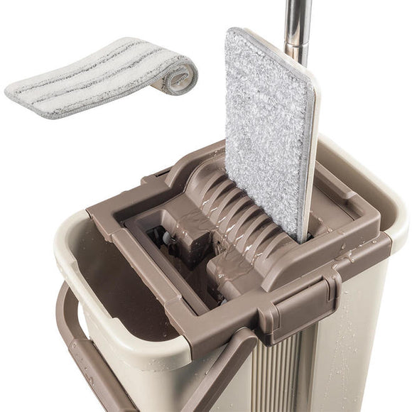 Self-Wash and Squeeze Dry Flat Mop & Bucket Kit - Livingbaiscs™