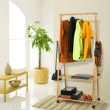 Étagère de rangement pour vêtements en bambou, 4 crochets pour manteaux, étagères pour organisateur de vêtements et chaussures à 2 niveaux - SortWise™