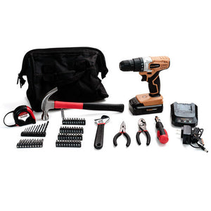 70PC 20V Lithium Ion Compact Cordless Drill Tool Kits for Home Project Repairment