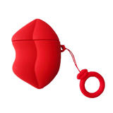 Étui de protection en silicone à lèvres rouges de dessin animé mignon 3D pour AirPods 1/2 
