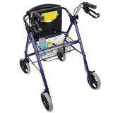 Four Wheel Walker Rollator with Fold Up Removable Back Support W/Soft Padded Seat