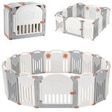Baby Playpen, 14-Panel Foldable Kids Safety Activity Center Playard w/Locking Gate