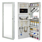 Lockable Jewelry Cabinet Wall Door Mounted Jewelry Organizer White - SortWise™