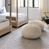 Knit Modern Floor Pouf Round Footstool, Round Pouf Ottoman, Pouffe Seat