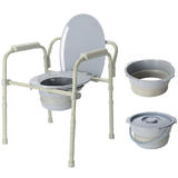 Chaise de siège de toilette en alliage d'aluminium, chaise d'aisance avec seau pliant