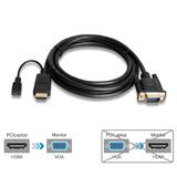 HDMI to VGA active converter cable adapter M/M with Micro USB power supply - 6FT