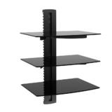 3 Tier Electronic Component Glass Shelf Wall Mount Bracket with Cable Management