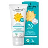 Natural Care, Crème Solaire Minérale Hypoallergénique, SPF 30, Sans Parfum, 75g - ATTITUDE 