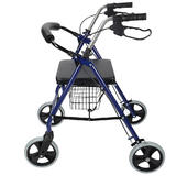 Four Wheel Walker Rollator with Fold Up Removable Back Support W/Soft Padded Seat