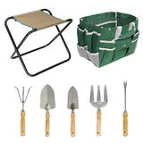 7 Piece All-In-One Garden Tool Set - 5 Sturdy Stainless Steel Tools - GreenWise™