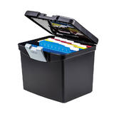 Storex® Portable File Box with Letter Hanging Rails & Large Storage Lid, Black