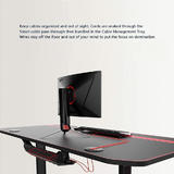Ergonomic T-Shaped 55" PC Gaming Desk with Full Cover Mousepad, black - PrimeCables® Designed for avid computer gamer and online multi-player fans