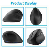 Ergonomic 2.4GHz Wireless Vertical Mouse, Rechargeable, Right-Handed Use, Black