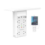 6-Port Surge Protector Wall Outlet with Shelf 2 USB +1 USB-C & Intelligent Light System
