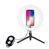 Anneau lumineux de bureau pour selfie de 10 pouces, avec trépied et support de téléphone, pour photographie et diffusion en direct 